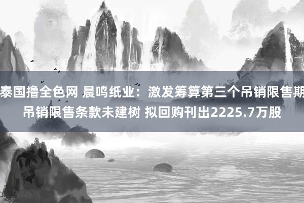 泰国撸全色网 晨鸣纸业：激发筹算第三个吊销限售期吊销限售条款未建树 拟回购刊出2225.7万股