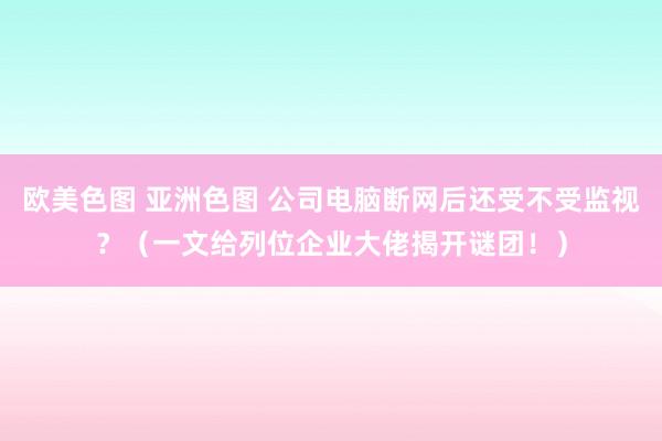 欧美色图 亚洲色图 公司电脑断网后还受不受监视？（一文给列位企业大佬揭开谜团！）