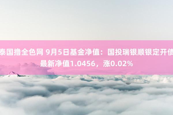 泰国撸全色网 9月5日基金净值：国投瑞银顺银定开债最新净值1.0456，涨0.02%