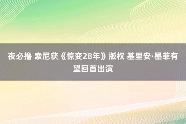 夜必撸 索尼获《惊变28年》版权 基里安·墨菲有望回首出演